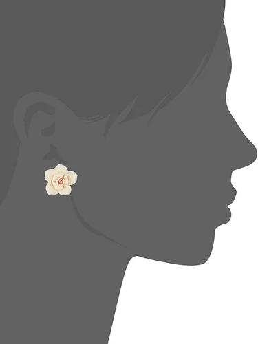 Miniatura 2 de Aretes en forma de rosa 1928Jewelry, con poste, de porcelana, clásicos