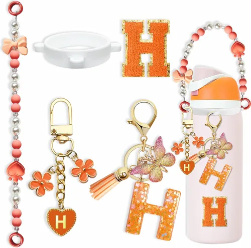 Miniatura 110 de Lindo Juego de Dijes de Letras para Botella de Agua Owala de 24oz, 32oz, 40oz, Owala Kids y Vaso de Café, FreeSip – Incluye Correa con Asa, para Rosa