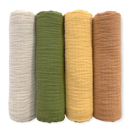 Miniatura 10 de SwaddleDesigns Juego de 4 mantas de muselina de algodón para bebé, niño y niña, mantas neutras para recién nacido, registro de bebé y regalo, 46 x