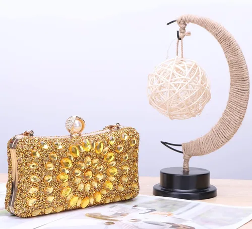 Miniatura 5 de Lanpet Bolso de mano multicolor con diamantes de imitación de cristal para mujer, bolso de hombro con correa de cadena