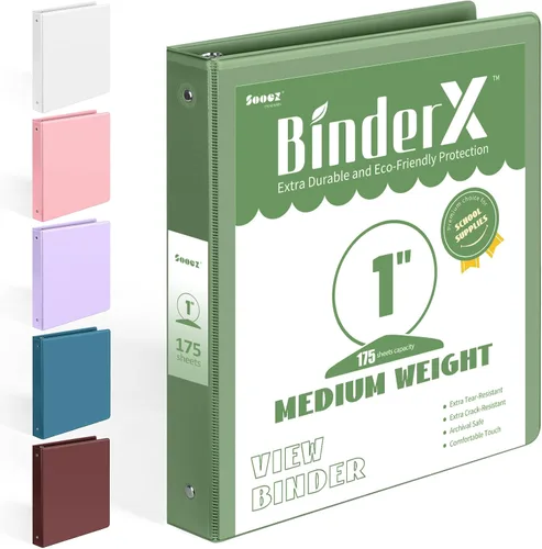 Miniatura 23 de BinderX - Carpeta de 3 anillos redondos extraduradera de 1 pulgada, se adapta a 175 hojas de papel de 8.5 x 11 pulgadas, cubierta personalizable