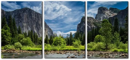 Miniatura 10 de Pacimo 3 Piezas Arte de Pared Verde Pintura Parque Nacional Yosemite Lago de Agua Clara Montañas Árboles Rocas Imágenes Impresiones en Lienzo