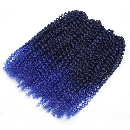 Miniatura 3 de Paquete de 3 piezas Cabello Afro Kinky Curl Twist de 12 pulgadas color azul Cabello Sintético Suave para Trenzado de Ganchillo Extensión de Cabello