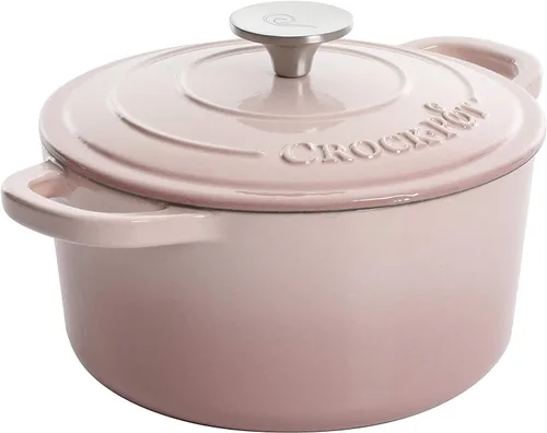 Miniatura 2 de Crock Pot Artisan - Horno holandés redondo de hierro fundido esmaltado de 5 cuartos de galón, color rosa rubor
