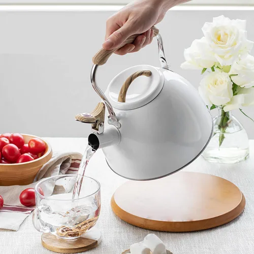 Miniatura 6 de Tetera quirúrgica de acero inoxidable de 3 L con mango ergonómico de tacto fresco, tetera de acero inoxidable con mango frío, también para estufa