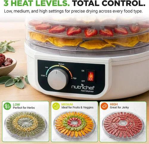 Miniatura 4 de NutriChef Máquina deshidratadora de alimentos Deshidrata carne seca de res, carnes, champiñones, frutas y verduras Ideal para uso en casa Milky