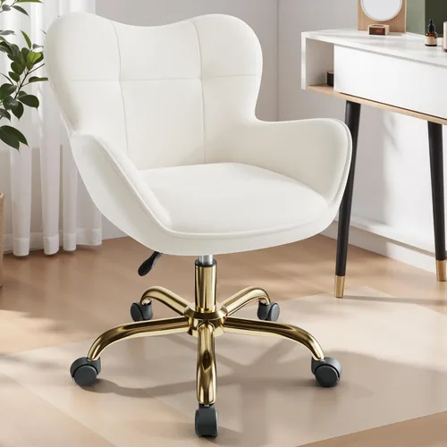 Miniatura 2 de Silla de tocador con ruedas, bonitas sillas de escritorio de oficina en casa, altura ajustable para sala de estar, dormitorio, pequeña silla
