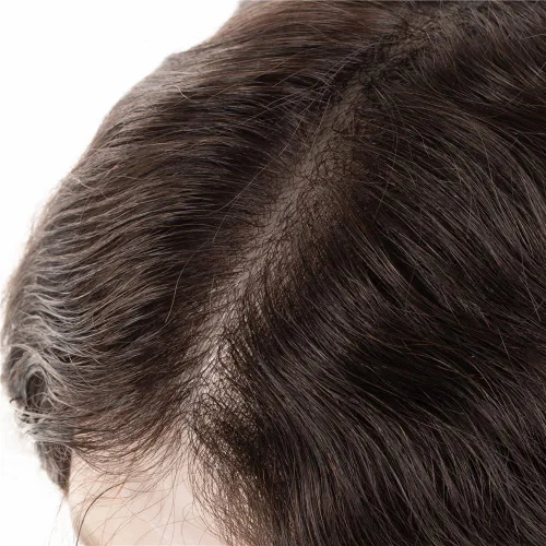 Miniatura 4 de Amiable toupee - Pieza de cabello humano para hombres, cabello humano real de 0.002 in, piel fina, 100% cabello humano con onda natural anudada