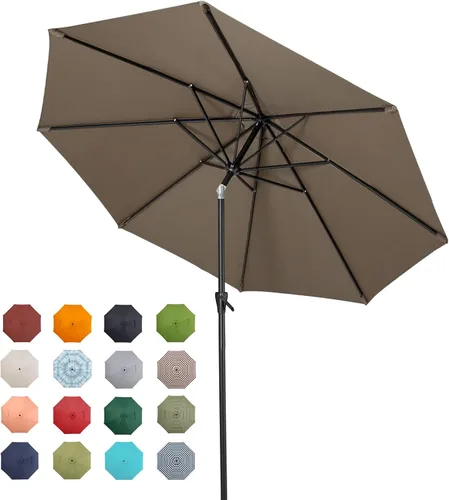 Miniatura 26 de Tempera Patio Market - Sombrilla de mesa para exteriores con botón de inclinación y manivela, sombrilla grande con poste resistente y toldo Ladrillo