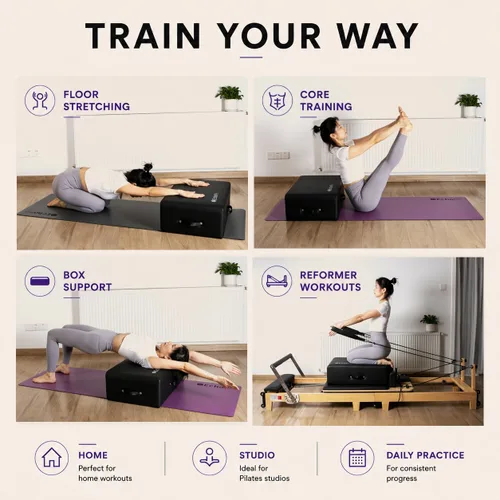 Miniatura 6 de EchoMe Pilates Reformer - Caja para sentarse, accesorio de pilates para ejercicios