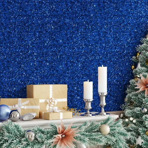 Miniatura 7 de CRE8TIVE Papel tapiz con purpurina gruesa, para despegar y pegar, color azul, para dormitorio, lentejuelas brillantes, borde de pared, papel