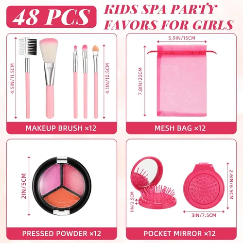 Miniatura 2 de Willinglong 12 Juegos de Kit de Maquillaje para Niñas, Suministros de Fiesta de Spa para Niñas, Juego de Cosméticos de Maquillaje para Pijamadas