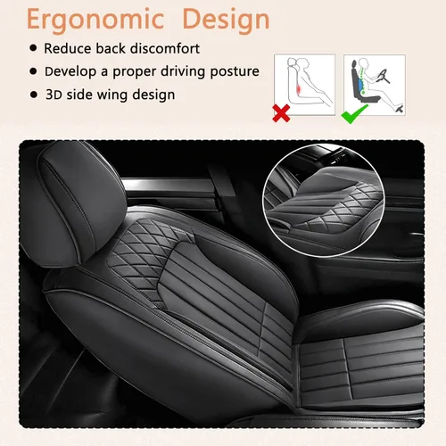 Miniatura 5 de Fundas de asiento de automóvil para Kia Optima 2002-2020: juego completo de cojines de asiento de vehículo, de cuero impermeable, protector Set