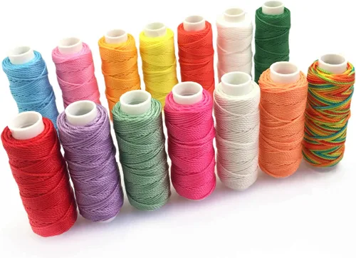 Miniatura 4 de FQTANJU Hilo de cera de 14 colores, cuerdas enceradas de poliéster y cuero, hilo de coser, cuerdas de cera para macramé, fabricación de pulseras