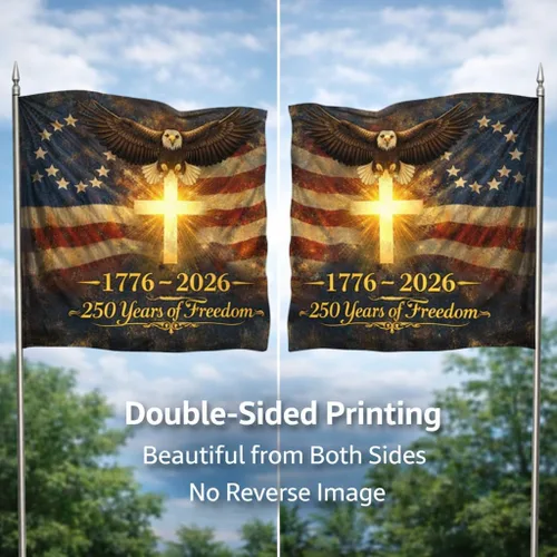 Miniatura 5 de Bandera de Estados Unidos 250 – Bandera patriótica de 3 capas de doble cara de 3 capas para exteriores, We The People 1776-2026 - Cartel patriótico
