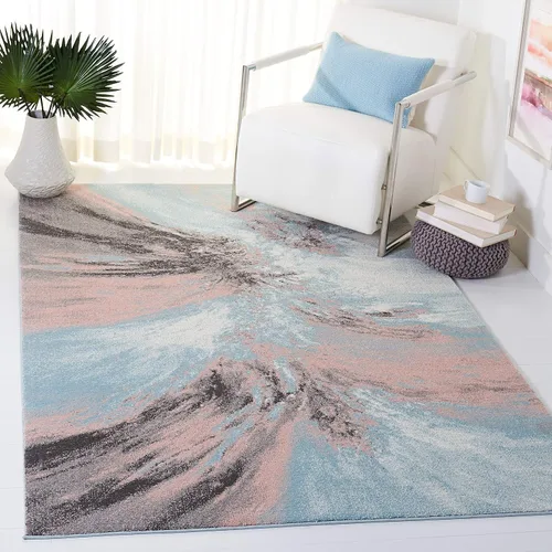 Miniatura 17 de SAFAVIEH Glacier Collection GLA127M - Alfombra moderna abstracta que no desprende pelusa, para sala de estar o dormitorio, 4 x 6 pies, azul/gris