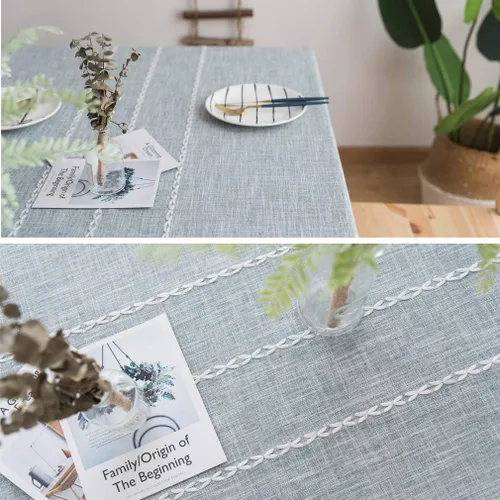 Miniatura 5 de Pahajim Mantel Rectangular a Rayas con Borlas, Mantel Grueso de Lino y Algodón para Picnic al Aire Libre, Comedor y Decoración de Cocina de Fiestas