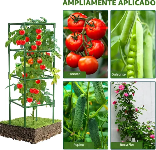 Miniatura 6 de Paquete de 3 Jaulas para Tomates, Estacas Cuadradas de Soporte para Plantas de Tomate, Jaulas Enrejado para Jardín, Verduras Trepadoras, Flores
