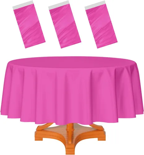 Miniatura 39 de HEIPINIUYE - Paquete de 2 manteles redondos de 84 pulgadas de plástico beige, manteles de mesa impermeables desechables para redondas, ideales