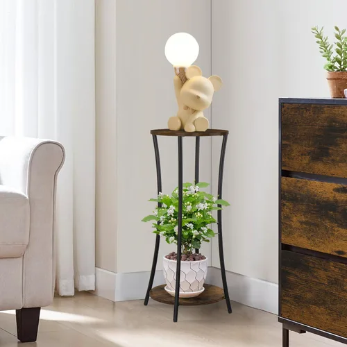 Miniatura 7 de YINMIT Soporte para plantas de interior, estante redondo de 2 niveles para maceta, estante de soporte para maceta, estante de soporte redondo, Marrón