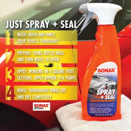 Miniatura 5 de SONAX Profiline Spray + Seal Sellador hidrofóbico rápido Protección rápida de pulverización y enjuague para pintura, plástico y caucho Mejora