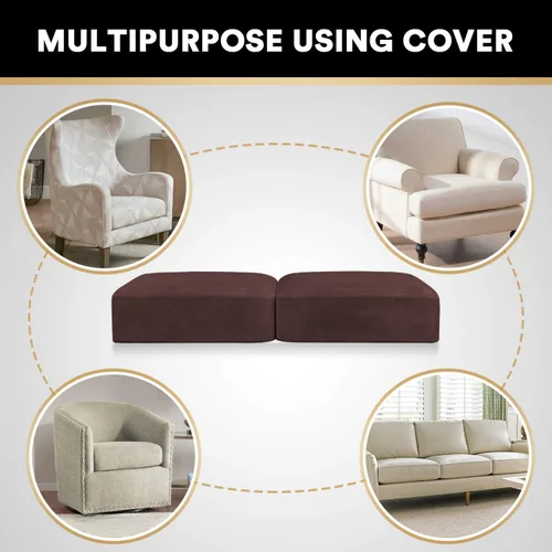 Miniatura 6 de PrinceDeco Funda de cojín de terciopelo suave y elástica para silla, sofá biplaza o sofá, protector de muebles, cojín de asiento, funda de sofá
