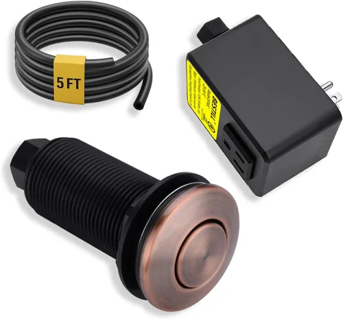 Kit de interruptor de aire para eliminación de basura BESTILL - Certificado UL, botón de interruptor de la parte superior del fregadero sin cable