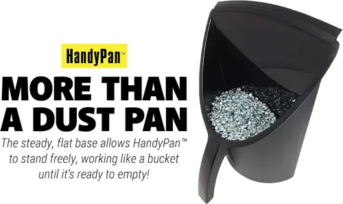 Miniatura 3 de HandyPan - Recogedor resistente, color negro, grande, fabricado en los Estados Unidos con borde de sellado apretado para mantener el polvo