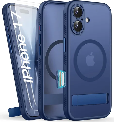 Miniatura 20 de BXYJY Funda magnética para iPhone Air con soporte, compatible con MagSafe, botón de control de cámara, protección completa de la lente, caída