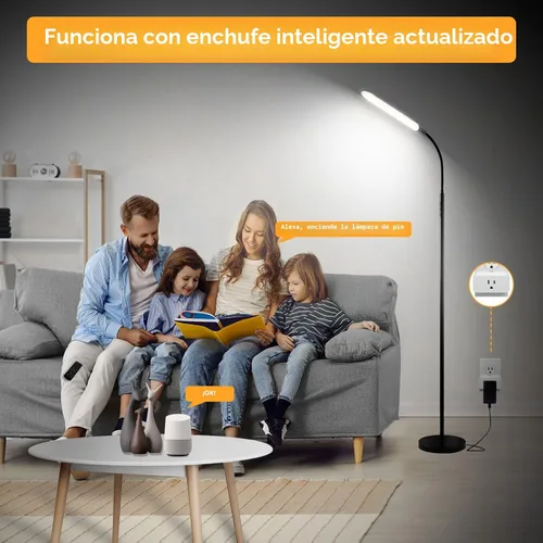 Miniatura 8 de marctronic Lámpara de pie, 18 W, 1800 lúmenes, lámpara de pie LED súper brillante con control remoto y funciona con enchufe inteligente, regulable