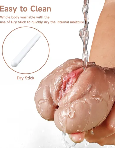 Miniatura 2 de Masturbador masculino de bolsillo 3 en 1, juguetes sexuales para adultos con vagina texturizada 3D, ano apretado y palo de secado, muñeca sexual