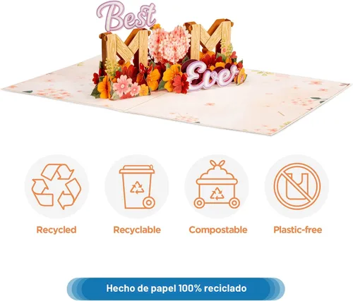 Miniatura 4 de Paper Love Frndly - Tarjeta desplegable 3D para el día de la madre, la mejor mamá del mundo, para madre, esposa, cualquier persona, 100% reciclada