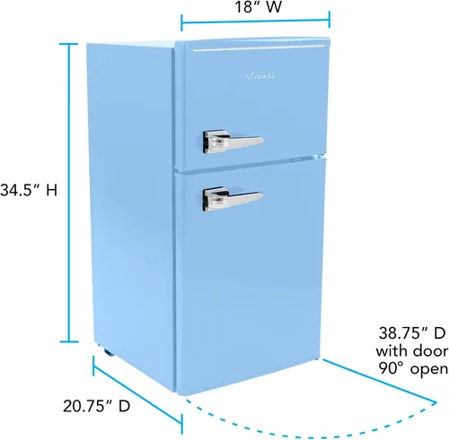Miniatura 9 de Avanti Minirefrigerador con congelador de diseño retro, refrigerador compacto con puertas dobles para oficina en casa o dormitorio, cuenta con Azul