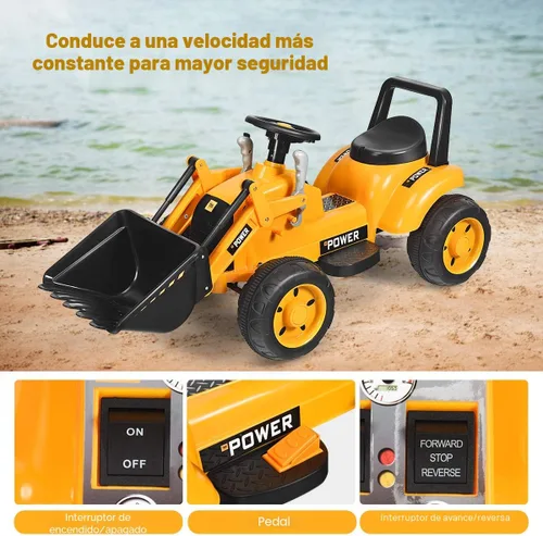 Miniatura 3 de Costzon Coche de Conducción, Excavadora de Juguete con Cargador Frontal, Bocina, Adelante/Atrás, Cubo de Excavación Controlable, Excavadora, Amarillo
