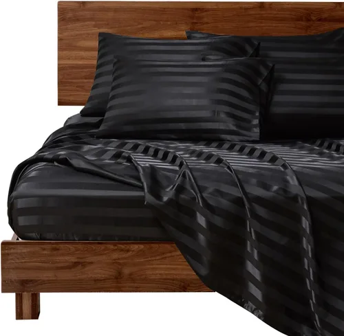 Miniatura 73 de MR&HM Sábanas de satén para cama de tamaño King, juego de 4 piezas de ropa de cama sedosa con bolsillo profundo de 15 pulgadas para colchón