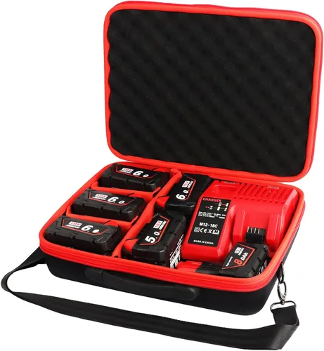 Miniatura 8 de Estuche extra grande para almacenamiento de baterías compatible con Dewalt 20V 60V 12V 18V Max y cargador, caja de transporte