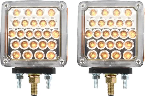Miniatura 6 de GG Grand General 77623 Square 2 Face Amber/Red Pearl LED Pedestal Light, lente transparente, lado del conductor Ámbar/rojo/transparente