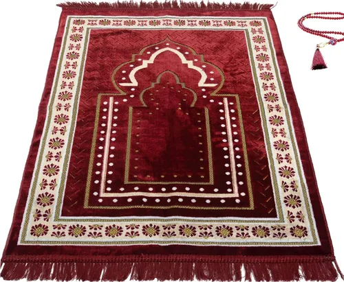 Miniatura 11 de Alfombra de oración para hombres, mujeres o niños musulmanes, tapete de oración portátil y juegos de cuentas de oración para regalos islámicos