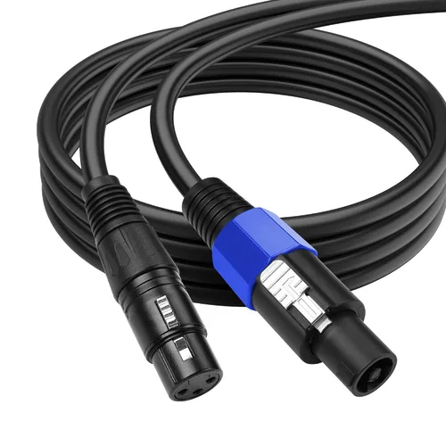 Miniatura 10 de SinLoon Speakon a XLR 22AWG 3Pin Cable de extensión de audio hembra con bloqueo giratorio para amplificador Pro DJ PA Stage (0.5M/1.6FT)
