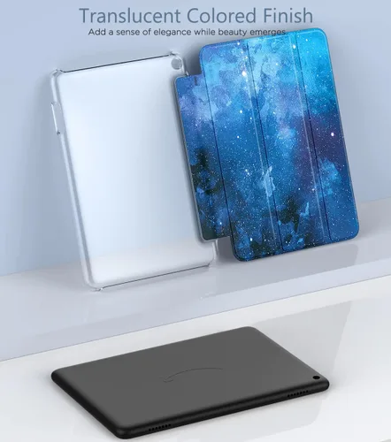 Miniatura 7 de MoKo Funda para tableta Amazon Kindle Fire HD 8 y 8 Plus (12/10ª generación, 2022/2020), funda de piel sintética con soporte triple y carcasa azul