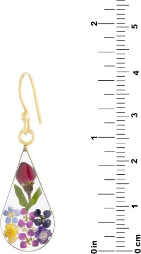 Miniatura 2 de Amazon Essentials Pendientes de plata de ley con forma de lágrima de flor prensada (anteriormente Amazon Collection)