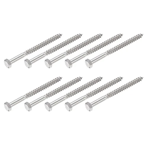Miniatura 7 de METALLIXITY Tornillos hexagonales (M6 x 1.575 in), 10 unidades, pernos de madera autorroscantes de acero inoxidable 304, para aplicaciones domésticas