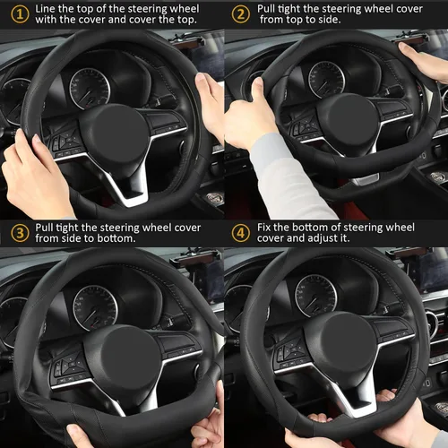 Miniatura 7 de West Llama Funda para volante de automóvil de fondo plano para Nissan, Funda para volante en forma de D para Rogue, Altima, Kicks