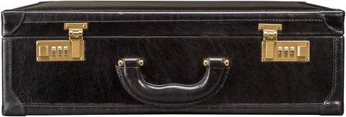 Miniatura 3 de Maxwell Scott Mens Quality Leather Large Attaché Briefcase The Buroni Handmade In Italy Night Black