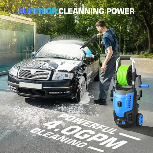 Miniatura 3 de Lavadora a presión de 4800 PSI: lavadora de alta potencia con manguera de 33 pies, 4 boquillas y cañón de espuma, para el hogar, automóviles, Azul