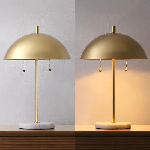 Miniatura 6 de JONATHAN Y Lámpara de mesa LED de 20.7 pulgadas de mármol dorado/blanco con 2 luces para decoración moderna de noche, lámpara de escritorio