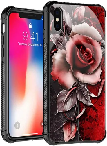 Miniatura 10 de Funda compatible con iPhone XS, funda para niñas y mujeres, cielo azul, flor, luna y mariposa