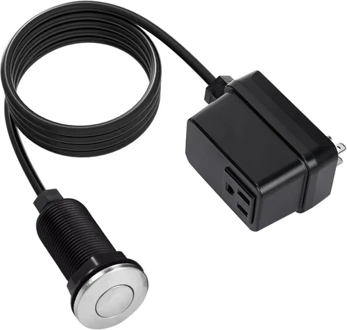 Miniatura 18 de Interruptor de eliminación de basura, kit de encendido y apagado inalámbrico para triturador de desechos de alimentos, oro cepillado, botón largo