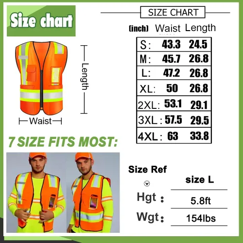 Miniatura 5 de Chaleco de seguridad de alta visibilidad con bolsillos de gran tamaño, personaliza tu logotipo Hi Vis, chaleco de seguridad reflectante Negro