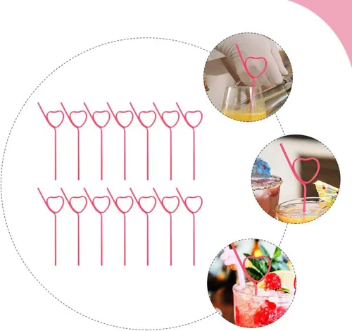 Miniatura 8 de 25 popotes de plástico para cóctel, en forma de corazón, reutilizables, pajitas largas y flexibles para ducha, suministros de fiesta de cumpleaños